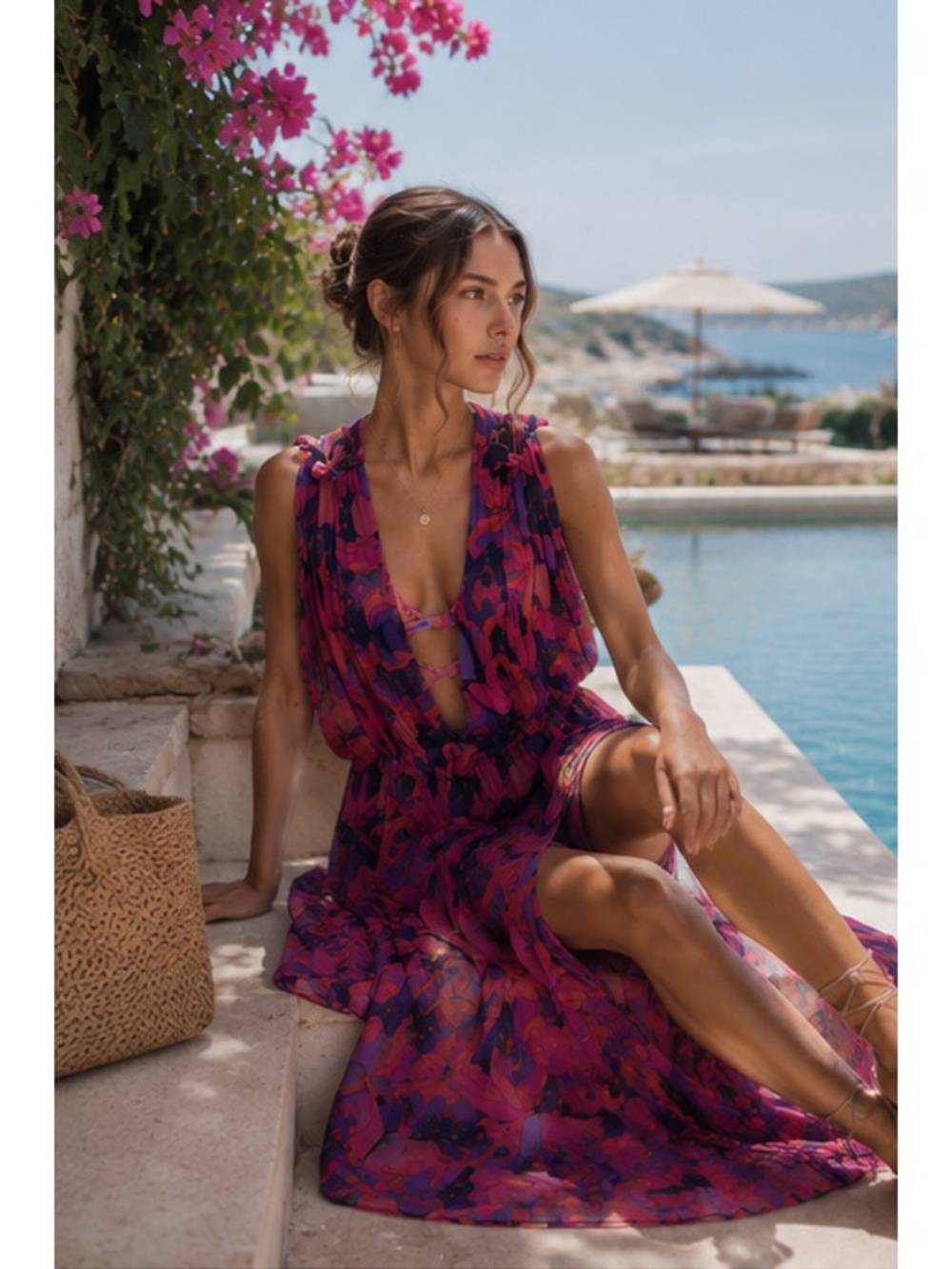 NWT Isabel Marant Alsaw Silk Chiffon Maxi Dress Pink Purple Floral  US 8 - Picture 7 of 17